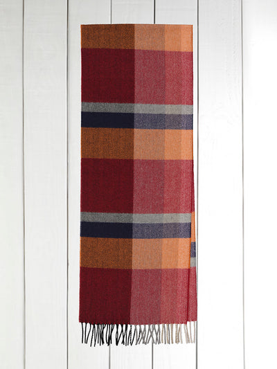 lambswool and cashmere scarf with large red checks