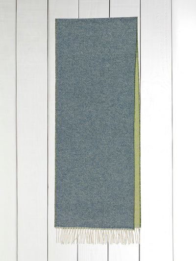 double-sided cashmere fringed scarf in teal on lime green