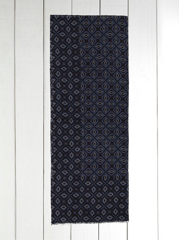 lambswool stole with midnight blue celestial motifs