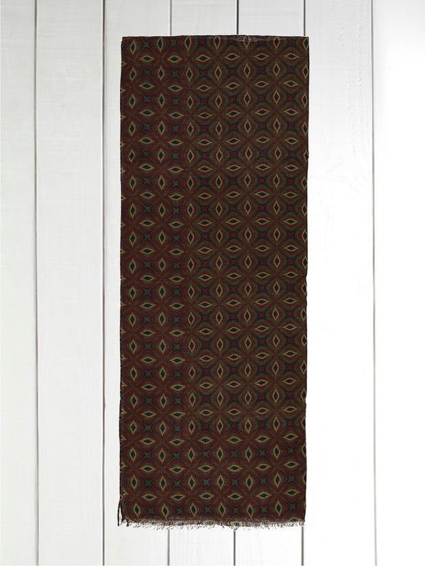 lambswool stole with moss green celestial motifs