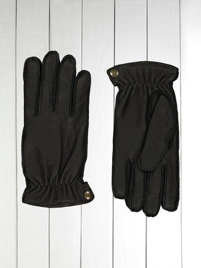 gloves made of genuine black deer leather with cashmere lining