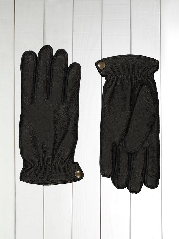 gloves made of genuine black deer leather with cashmere lining
