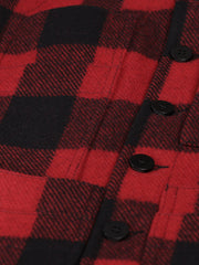 pré-commande gilet 20 poches en drap de laine à carreaux rouge et noir