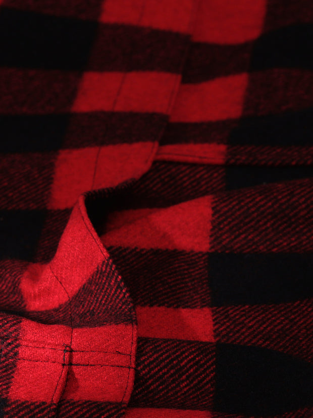 pré-commande gilet 20 poches en drap de laine à carreaux rouge et noir