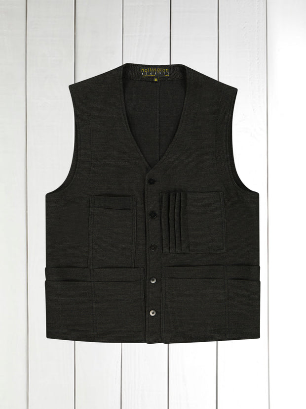 20-pocket waistcoat in graphite cotton wool work canvas