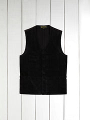 black corduroy with large ribs 20-pocket waistcoat