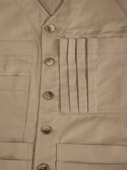 gilet 20 poches en serge de coton extensible sable