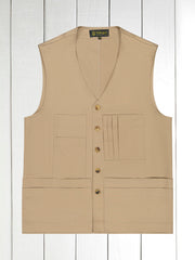 gilet 20 poches en serge de coton extensible sable