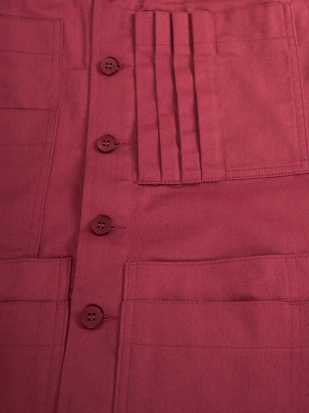 gilet 20 poches en serge de coton extensible vieux rose
