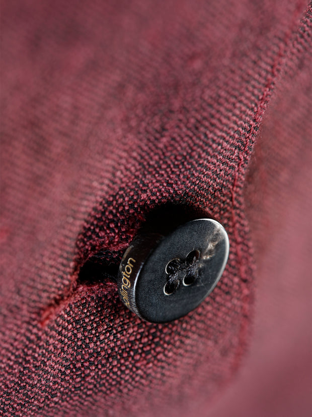 patch-pocket waistcoat in burgundy linen 