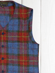 tweed waistcoat with patch pockets in red tartan