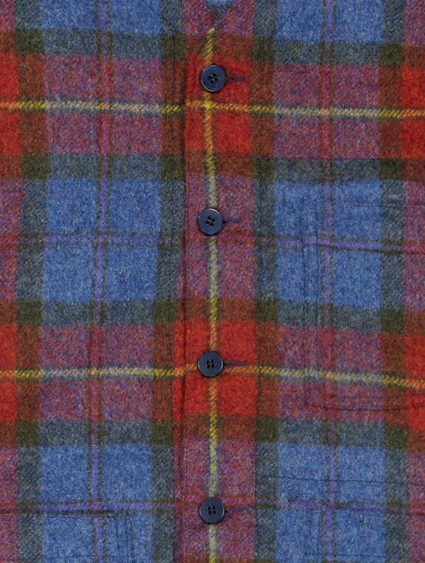 tweed waistcoat with patch pockets in red tartan