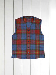 tweed waistcoat with patch pockets in red tartan