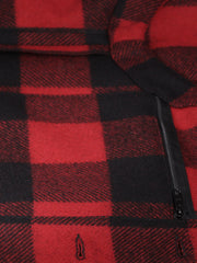 pré-commande gilet à poches plaquées en drap de laine à carreaux rouge et noire