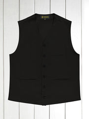 gilet à poches passepoilées en serge de coton noire