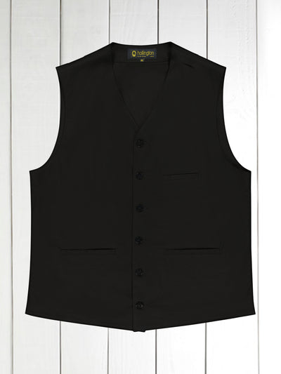 gilet à poches passepoilées en serge de coton noire