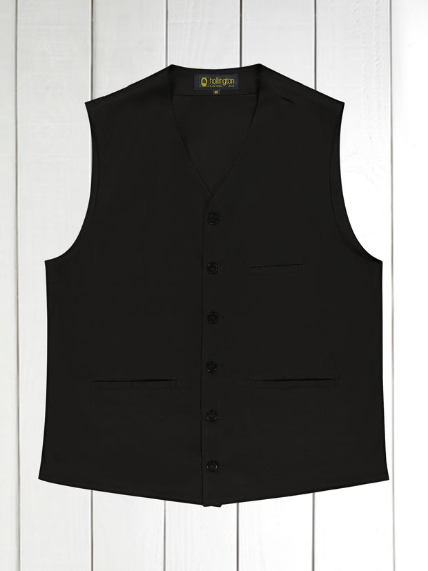 gilet à poches passepoilées en serge de coton noire
