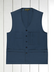gilet 20 poches en serge de coton extensible dark navy