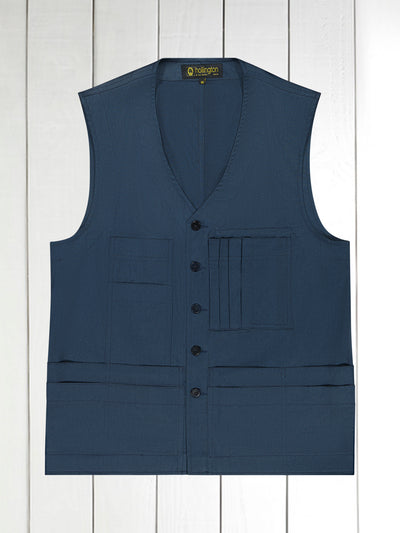 gilet 20 poches en serge de coton extensible dark navy