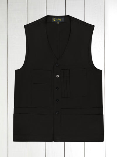 gilet 20 poches en serge de coton extensible noir