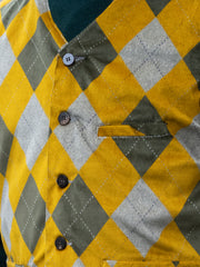 Argyle velvet patch-pocket waistcoat