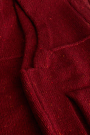 gilet zippé à col officier en laine et cachemire rouge moucheté Inis Meáin