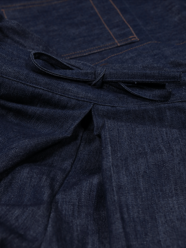 pantalon hakama en denim indigo