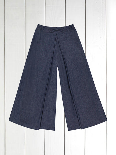 pantalon hakama en denim indigo