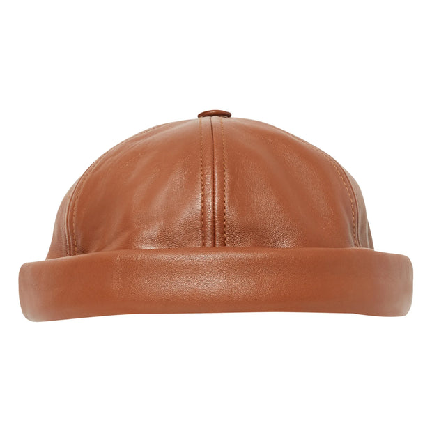 camel leather Miki docker beanie by Béton Ciré