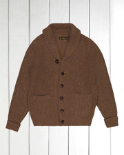 cardigan à col châle 100 % lambswool tabac