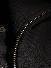 zipped cardigan in black lambswool