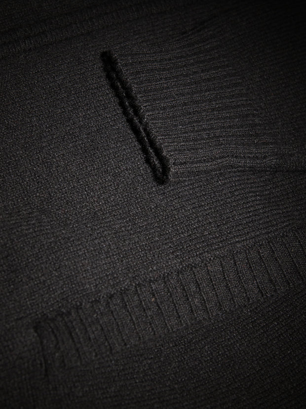 zipped cardigan in black lambswool