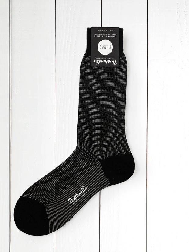 black pinpoint lisle thread pantherella socks