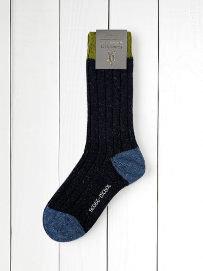 chunky scott-nichol socks in ink-blue silk and merino