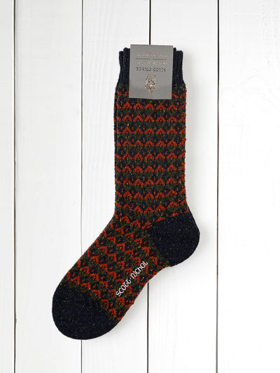 chunky scott-nichol socks in navy fleck silk and merino