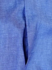 chemise col mao en toile pur lin bleu klein