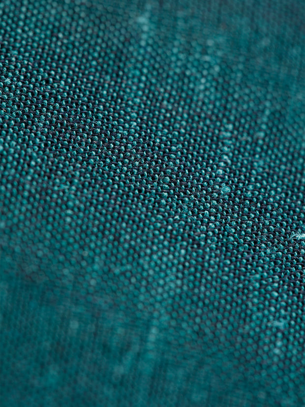 chemise col mao en toile de coton et lin british racing green