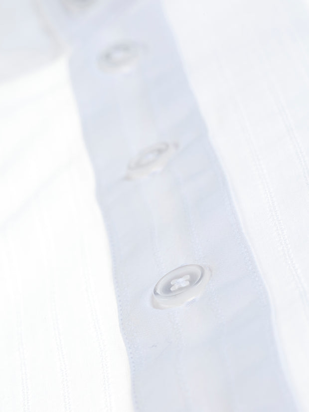 white striped cotton mao-collar shirt