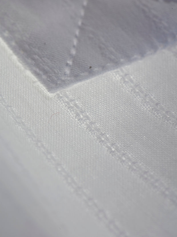 white striped cotton mao-collar shirt