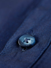 indigo cotton canvas mao-collar shirt
