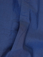 chemise col mao en toile de coton indigo