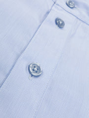sky-blue thread-to-thread cotton canvas mao-collar shirt