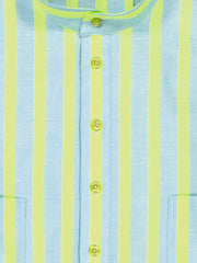 mao-collar shirt in reflective fluorescent oxford cotton