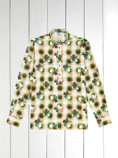 Liberty® petal cotton mao-collar shirt 