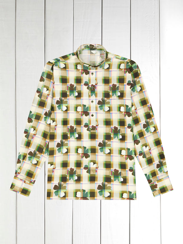 Liberty® petal cotton mao-collar shirt 