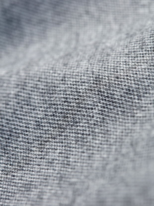flecked blue cotton canvas nehru-collar shirt 