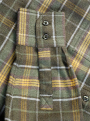 green check flannel nehru-collar shirt