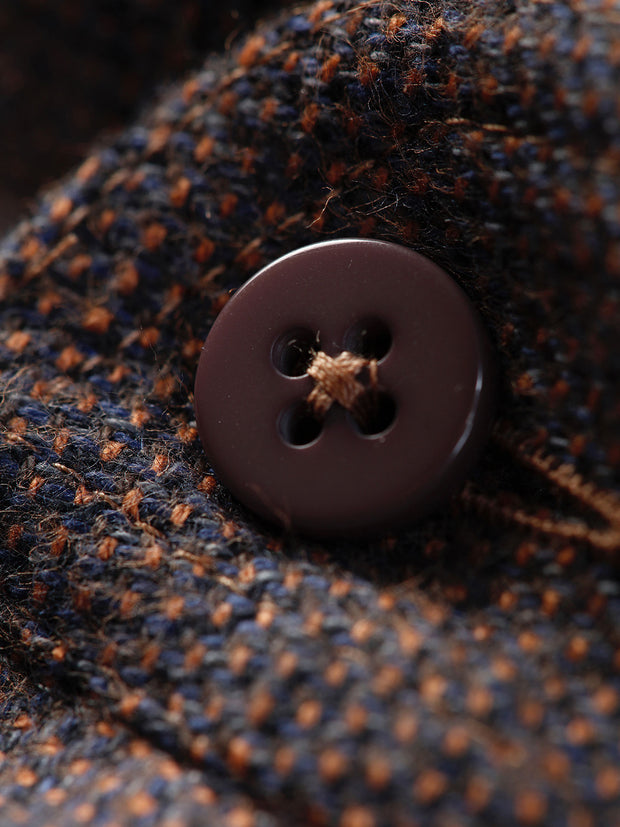 brown caviar brushed cotton nehru-collar shirt 