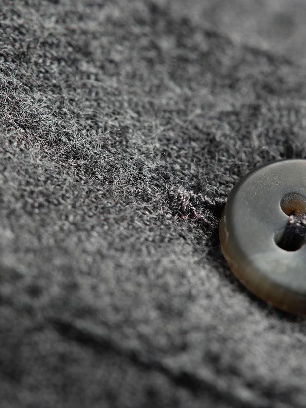 grey marl cotton flannel nehru-collar shirt