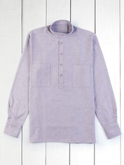 chemise à col nehru en coton gratté parme